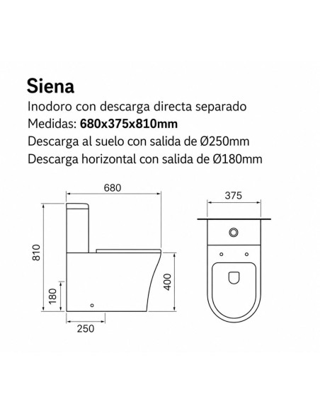 Combo Inodoro Largo Mochila Y Bidet Triple agujero Siena